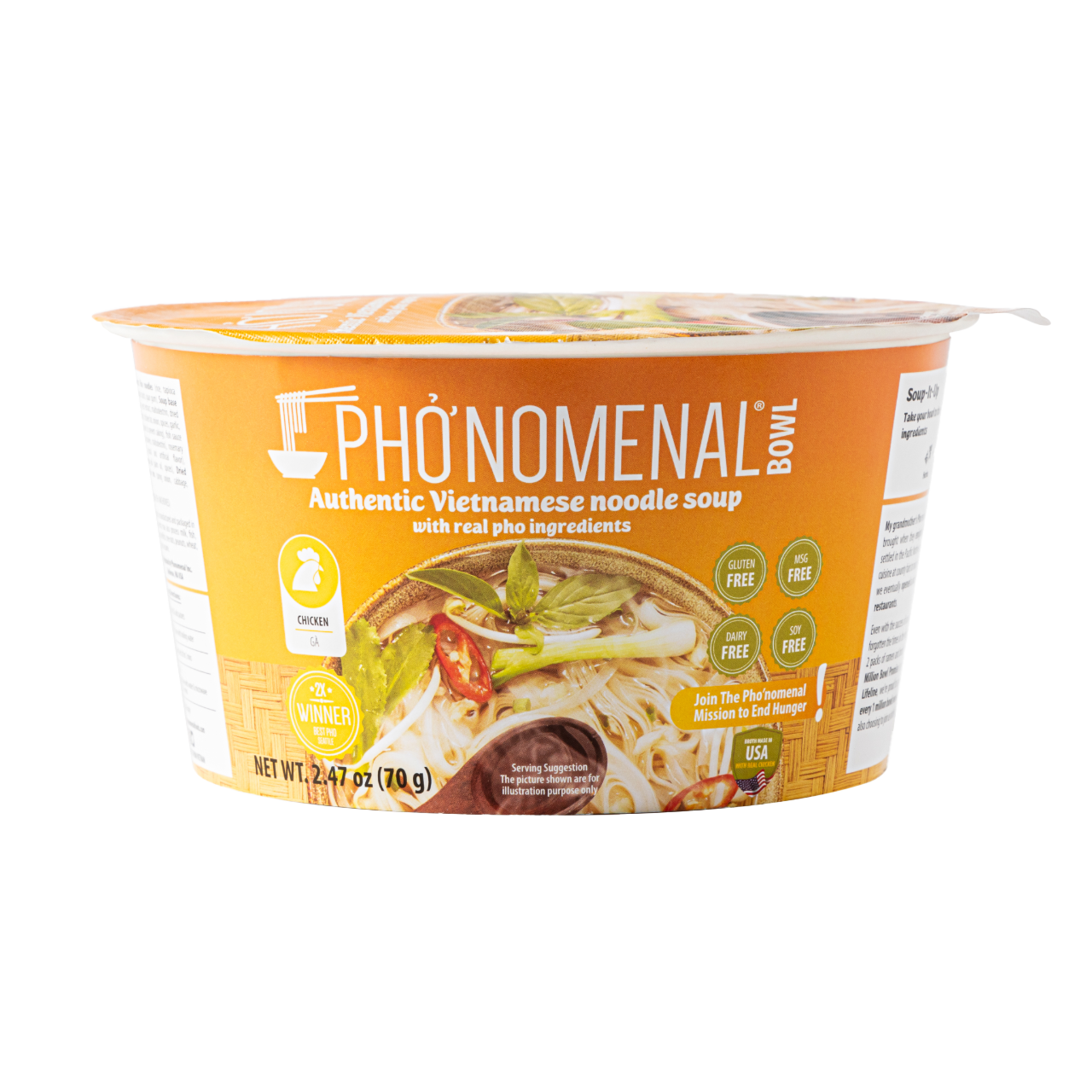Pho’nomenal Bowl Instant Chicken Pho (Case of 6 Bowls) PHO'NOMENAL FOODS