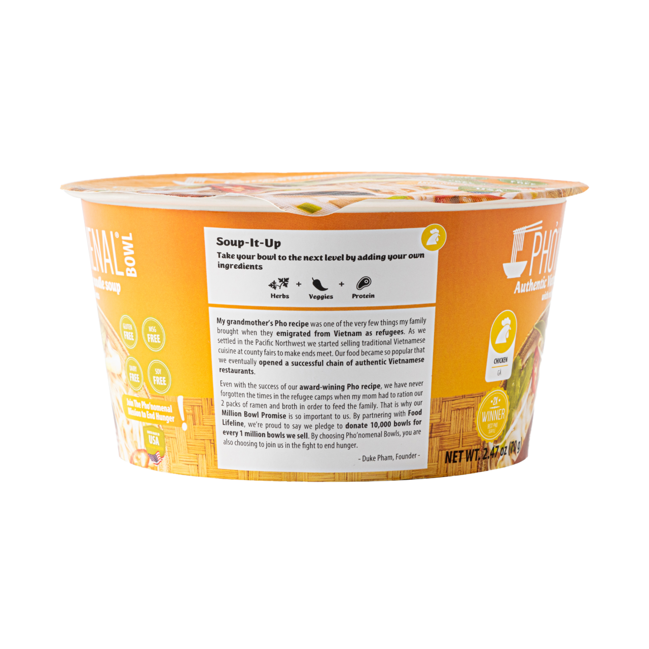 Pho’nomenal Bowl Instant Chicken Pho (Case of 6 Bowls) PHO'NOMENAL FOODS