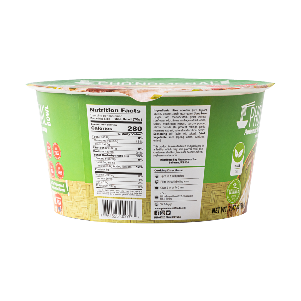 Pho’nomenal Bowl Instant Veggie Pho (Case of 6 Bowls) PHO'NOMENAL FOODS
