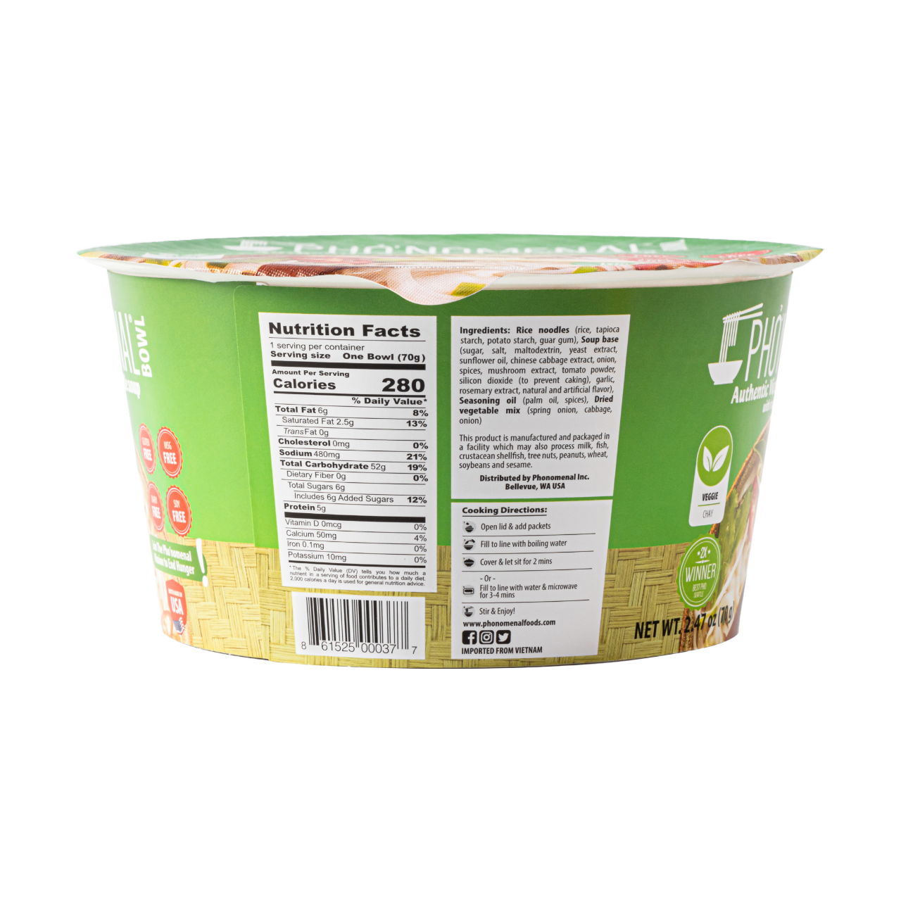 Pho’nomenal Bowl Instant Veggie Pho (Case of 6 Bowls) PHO'NOMENAL FOODS