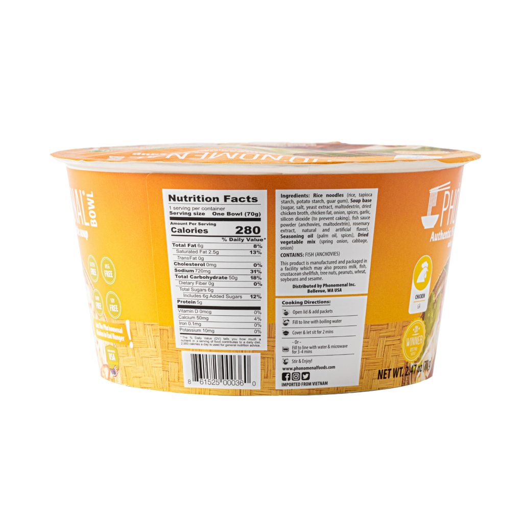 Pho’nomenal Bowl Instant Chicken Pho (Case of 6 Bowls) PHO'NOMENAL FOODS