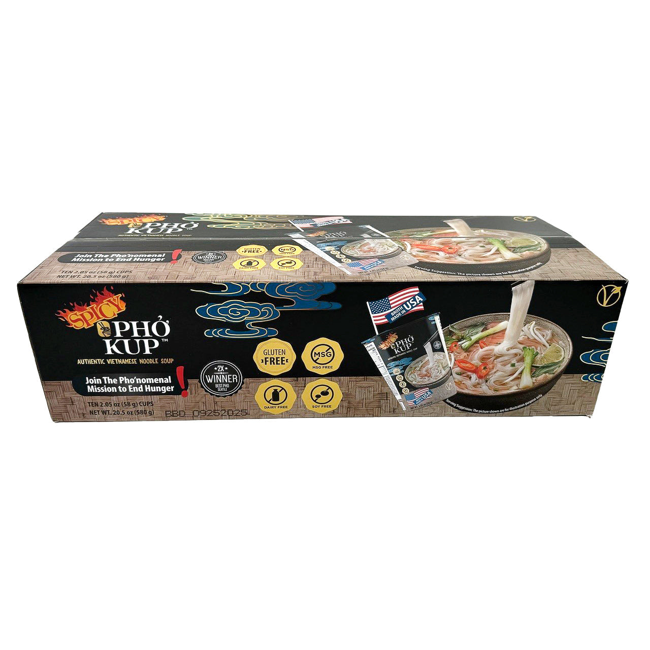 Pho Kup Instant Spicy Veggie Pho (Case of 10 Kups) PHO'NOMENAL FOODS