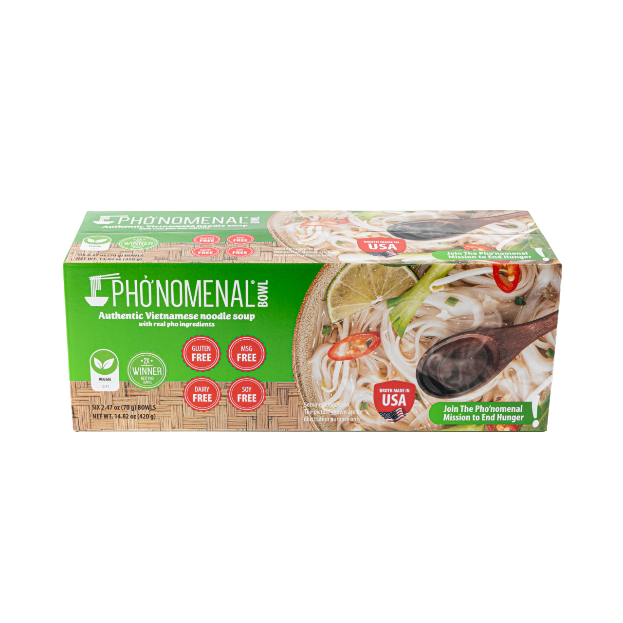 Pho’nomenal Bowl Instant Veggie Pho (Case of 6 Bowls) PHO'NOMENAL FOODS