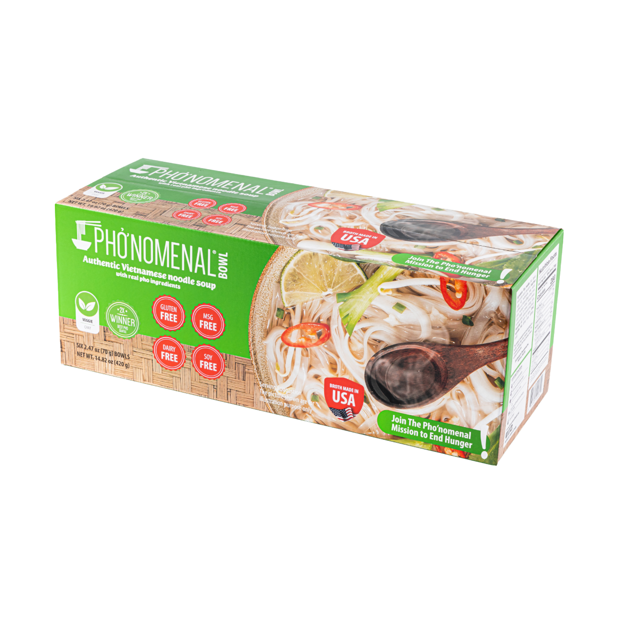 Pho’nomenal Bowl Instant Veggie Pho (Case of 6 Bowls) PHO'NOMENAL FOODS
