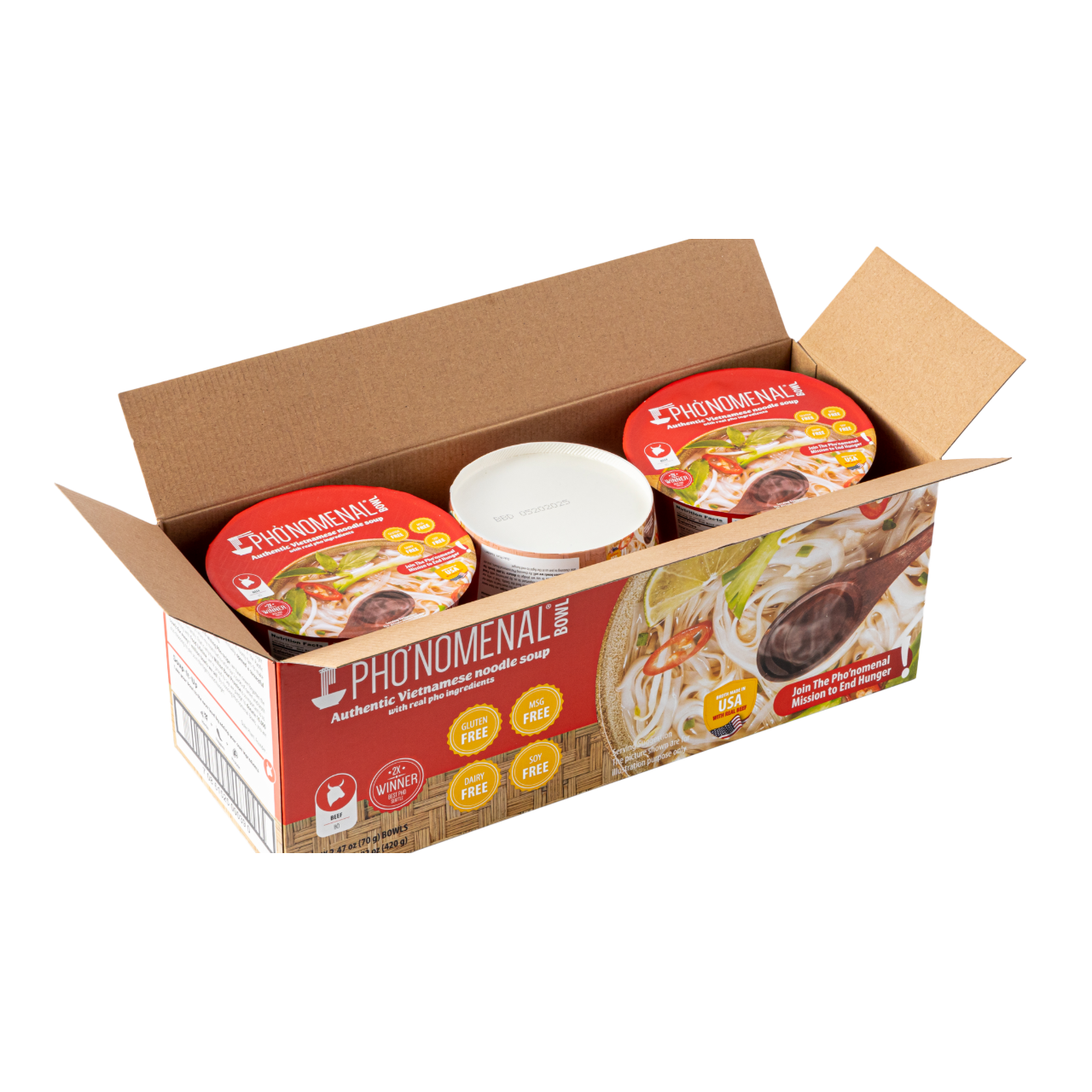 Pho’nomenal Bowl Instant Beef Pho (Case of 6 Bowls) PHO'NOMENAL FOODS