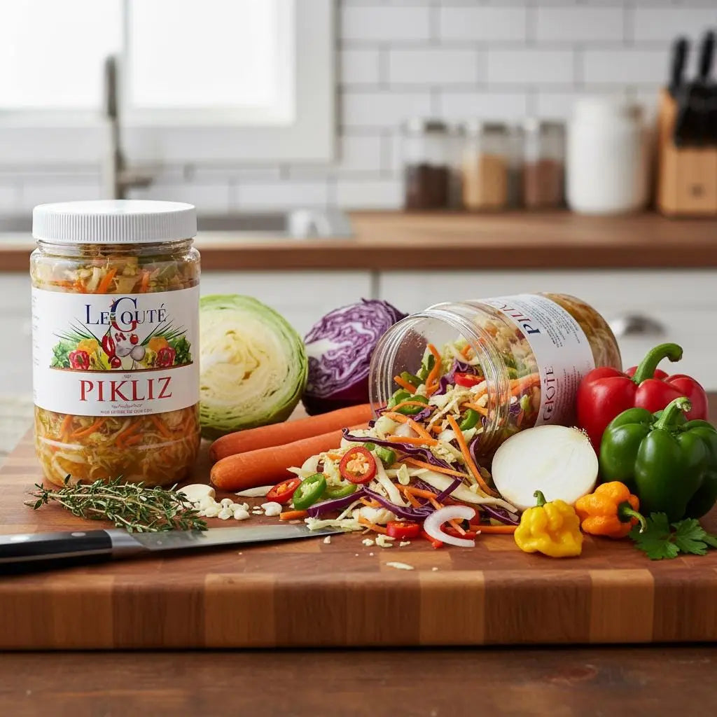Pickles, Haitian Pikliz, Caribbean Pickled Hot & Spicy 32 Oz Jar Le Goute Natural Spice