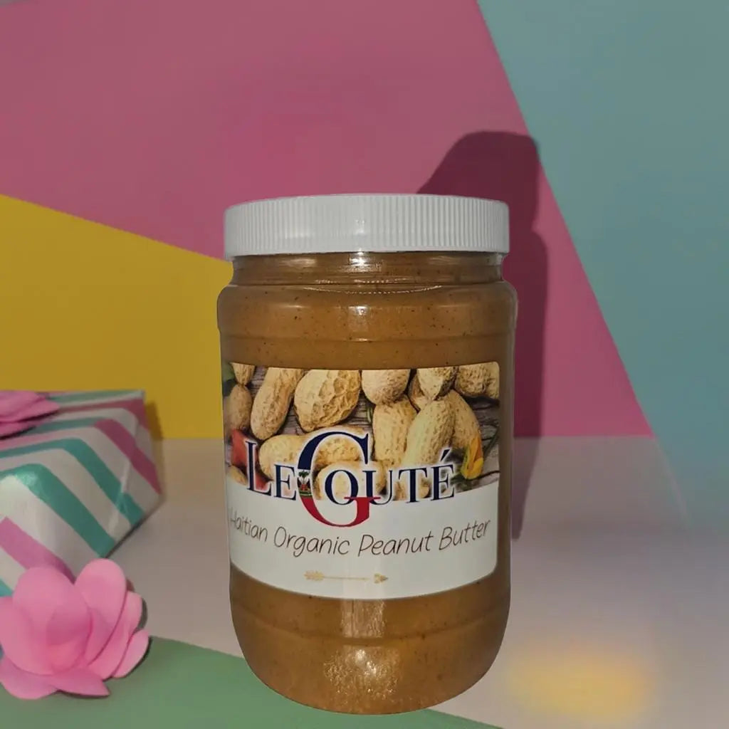 Haitian Organic Peanut Butter, Manba Haiti, Haitian Snack 32 Oz Jar Le Goute Natural Spice