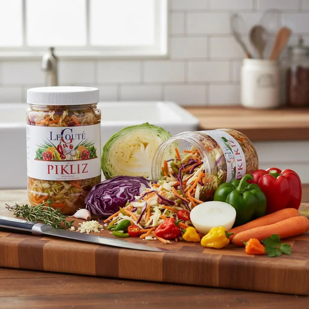 Pickles, Haitian Pikliz, Caribbean Pickled Hot & Spicy 32 Oz Jar Le Goute Natural Spice