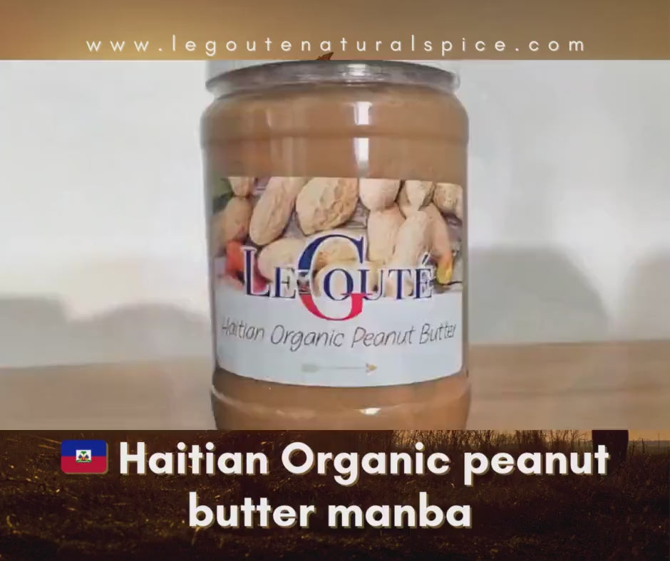 Haitian Organic Peanut Butter, Manba Haiti, Haitian Snack 32 Oz Jar
